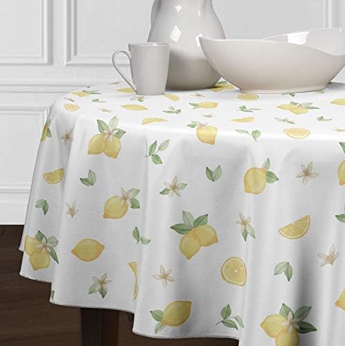 לימון מטבח דקור צהוב ירוק לבן מפת שולחן כיסוי כיסוי שולחן עבור אוכל חדר שולחן בוטני עלה יערות גשם בצבעי מים