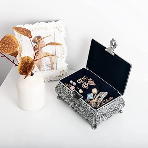 תכשיטים וינטג 'של Feyarl תיבת תכשיטים טבעת עגיל טבעת חזה מארגן מארגן מארגן אחסון קופסת מזכרת לחתונה