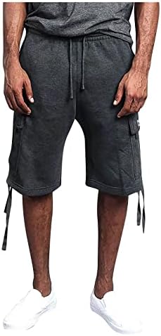מכנסי מטען גברים, מכנסי מטען בקיץ לגברים רופפים מכנסיים קצרים של שרוך רב-כיס מזדמנים