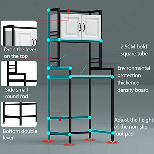 מסגרות אחסון מכונת כביסה רב-פונקציונליות של Hokcus מסגרות אחסון על רצפת אסלה עומדת 2 ארון שכבה, מתלה וושינגטון