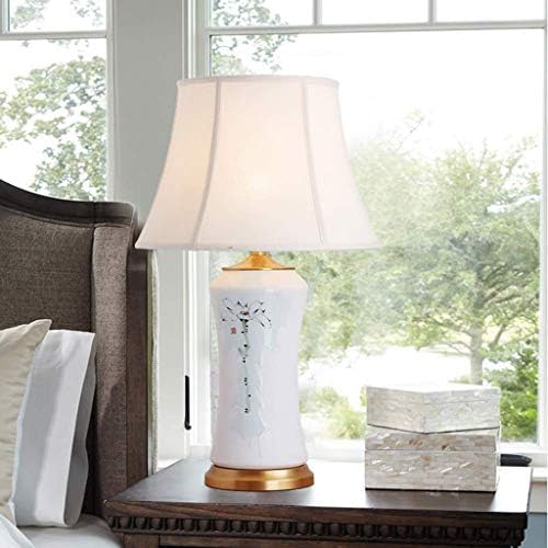 מנורת שולחן קרמיקה של זצ'אן סלון גדול מצויד ביד חדר שינה לימוד מיטה מנורת ג'יין מנורת שולחן נחושת סינית