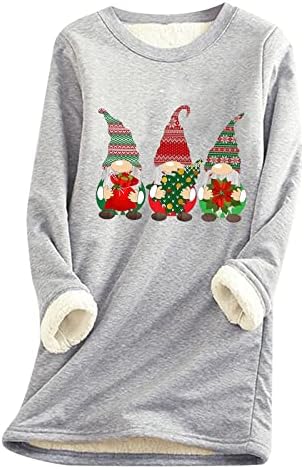 Xiloccer 2023 חולצות חג המולד נשים סתיו וחורף מודפסות לחג המולד מודפסת חולצה חמה רופפת עליונה פלוס