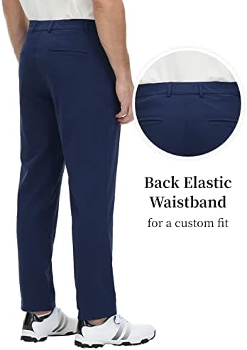 מכנסי גולף של אקסארוס גברים נמתחים כושר נינוח מותניים הניתנים להרחבה מכנסי שמלה יבשים מהירים עם כיסים