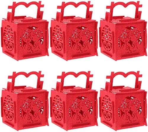 Luozy 10 PCS קופסת ממתקים חתונה סינית מרגישים חלול קופסאות טובות קופסאות אדומות פינוקים ניידים לאספקת מסיבות