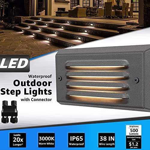 אורות מדרגות LED של Sunvie נמוך מתח חיצוני 5W אורות מדרגות LED עם אורות סיפון לוחית אופקית אופקית למדרגות