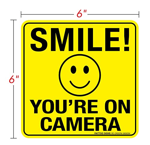חיוך שאתה על מדבקות שלט מצלמה 6 חבילה - 6 x 6 אינץ