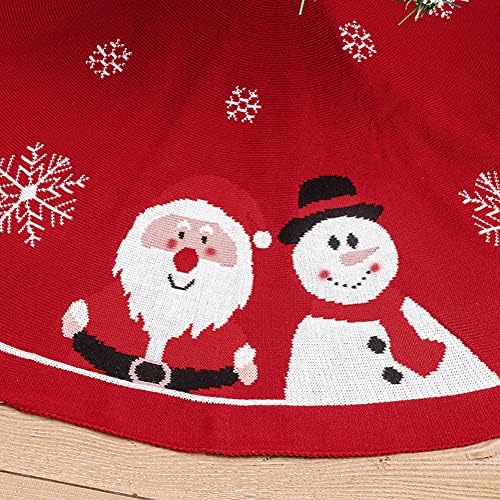 חצאית עץ חג המולד סרוג איילים סרוגים, עץ 47 אינץ 'ופתית שלג סרוגים חג המולד חצאיות עם קשרים, חצאית עץ כפרית