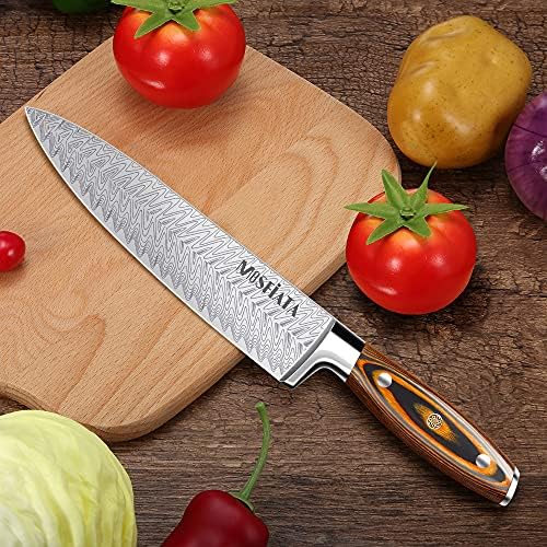 מוספיאטה שף סכין-8 פרו שף של סכין עם להב משמר נירוסטה סבון, שף של בשר ירקות סכין עם מלא-טאנג ידית,