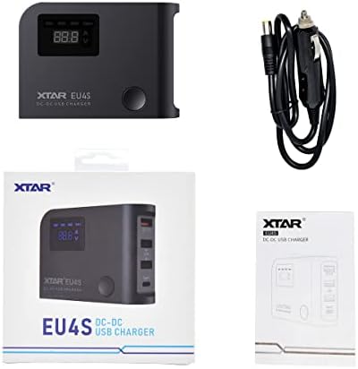XTAR EU4S 4 תחנת טעינה USB יציאה, 10 ~ 24V רכזת טעינה USB עם מטען רכב עבור XTAR SP100 לוח סולארי