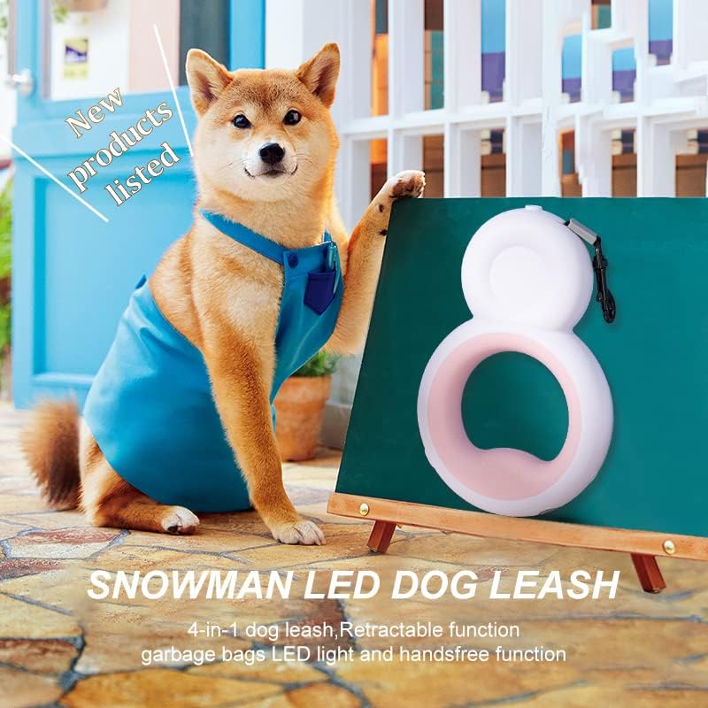 איש שלג נשלף רצועת כלבים LED לכלב קטן ומידיום בגודל 10 מטר, עם ידית בלם של בלם אחד