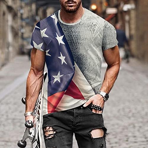 BMISEGM חולצות כושר קיץ גברים גברים קיץ יום עצמאות חיצונית מודפס