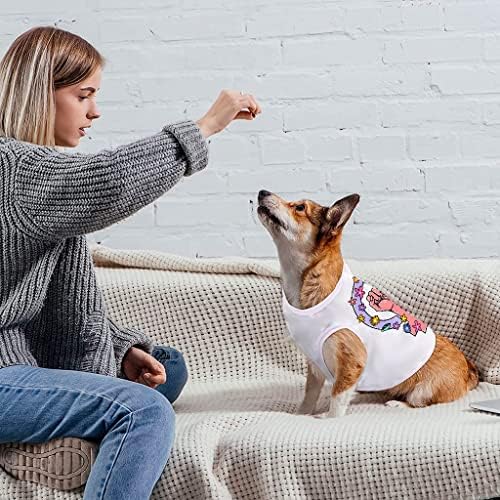 פמיניסטית כלב טנק-אישה כוח כלב חולצה-פרח כלב בגדים-לבן, מ