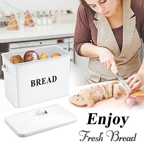 דואר רחוק תיבת לחם, קופסא לחם מתכת עם מכסה עבור השיש במטבח, מיכל אחסון מחזיק סל לחם גדול - 13 איקס 9.8&