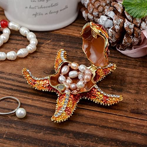 FJ fengzhijie Trinket Box ציית כוכבי ים צירים פסלונין גביש זהוב גביש ים חיה עיצוב בית, מתנות