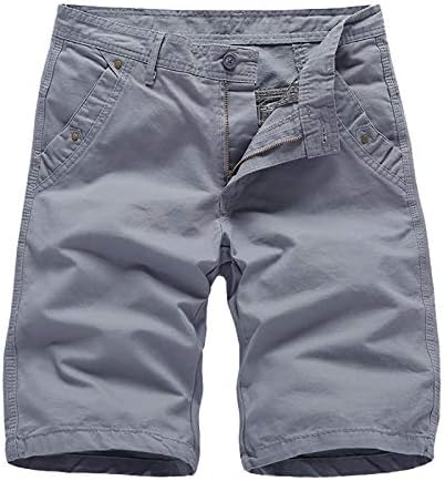 מכנסי מטען של Meymia Mens, 2023 גברים קיץ רגועים צבע אחיד רוכסן ברגליים ישר וסגירת כפתורים בגדי