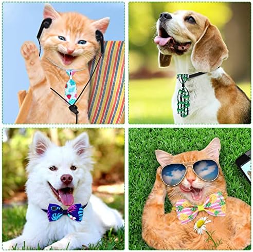 120 חתיכות קיץ כלב עניבות פרפר מתכוונן כלב קשרי חתול עניבות פרפר צוואר קשרי פירות הוואי קיץ סגנון לחיות