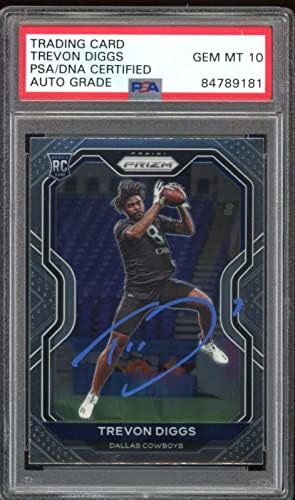 2020 Panini Prizm 335 Trevon Diggs RC טירון בכרטיס PSA/DNA AUTO GEM MINT 10 - כדורגל כרטיסי טירוף עם