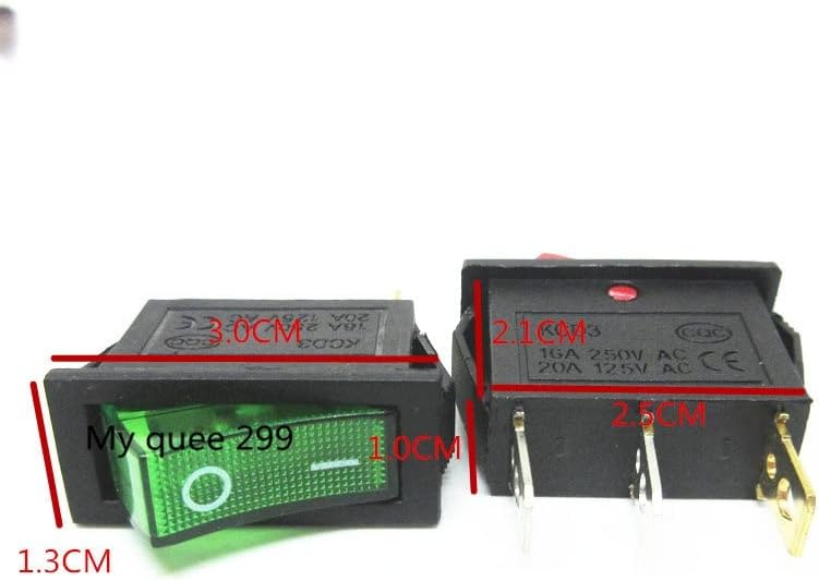 ELECALL 5 יחידות/הרבה KCD3 16A 250V/20A 125V 3 PIN כפתור אדום/ירוק מתג נדנדה מתג נדנדה מתג הפעלה