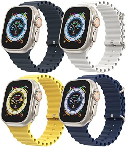 4 להקות אוקיינוס ​​תואמות את Apple Watch Ultra Band 49 ממ 45 ממ 44 ממ 42 ממ, רצועת החלפת לולאת סיליקון