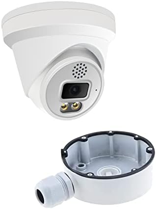 5MP מצלמת IP של כיפת הצריח בצבע מלא של צריח עם פנסי LED לבנים גלויים, 2.8 ממ, מובנית במיקרופון, תואם