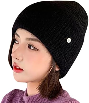 נשים של החורף לסרוג כפת כובע נשים מקרית לקפל מכפלת חם אופנה כובע לסרוג כובע מוצק לקצץ כובע חם