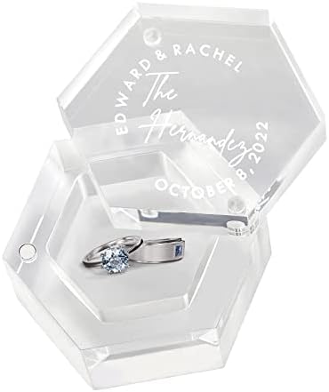 JFLL בהתאמה אישית קופסת טבעת נישואין משושה ， קופסת תכשיטים רומנטית חרקה קופסת תכשיטים, הצעת אירוסין