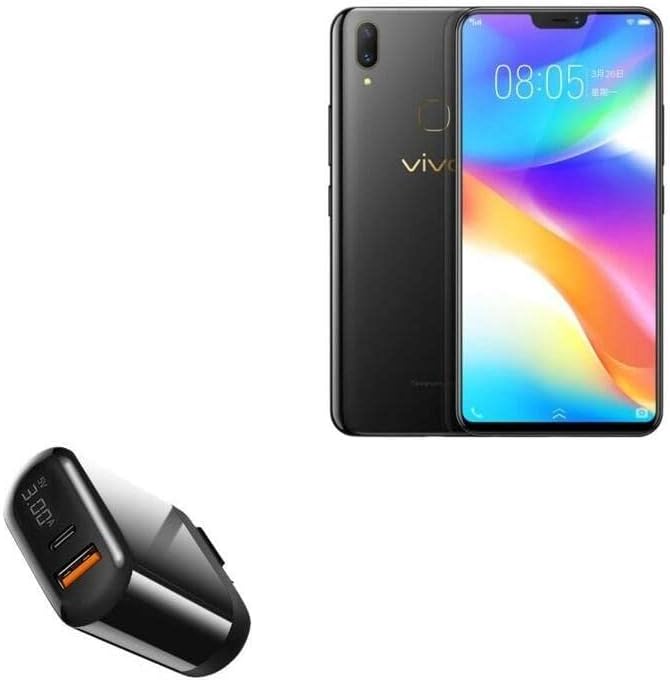 מטען גלי תיבה התואם ל- vivo y85 - PowerDisplay PD WALL מטען עבור vivo y85 - סילון שחור