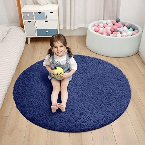 סונורו קייט שטיח עגול לחדר שינה, שטיח אזור מעגל רך 4'X4 'לחדר ילדים, שטיח פרוותי לחדר של נוער, שטיח