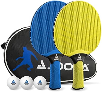 סט טניס טניס שולחן חיצוני של ג'ולה - 2 משוטים פינג חיצוניים, 3 כדורי פינג פינג חיצוניים, מארז