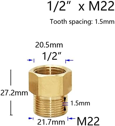 מחבר הברגה פליז M14 M18 M22 צימוד מעבר לאביזרי ברז ברז למטבח מבעבע וחדר אמבטיה 1 יחידות