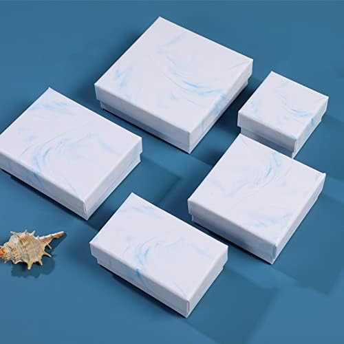 קופסת אריזת תכשיטים וולבסטית, קופסת אריזת תכשיטים מעודנת אלגנטית ניידת מתנה מתנה כחול לבן שיפוע שיפוע