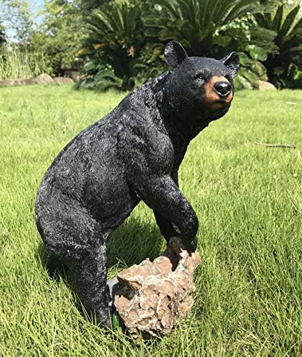11.8 אינץ 'דוב שחור גבוה דוב פסלון דוב גן דופ גן דוב פסל יער חיות בר כפרי קישוטים מערביים לבקתה
