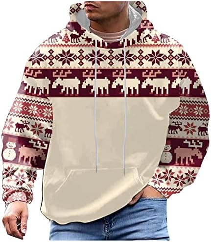 גברים של סתיו וחורף חג המולד אופנה פנאי 3 ד דפוס דיגיטלי ברדס כיס ארוך סוודר ארוך שרוול פשוט