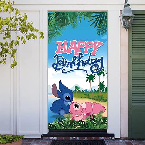 נושא קריקטורה יום הולדת שמח דלת באנר 72.8 * 35.4 אינץ ואאו קיץ חוף אוקיינוס רקע לילדים יום