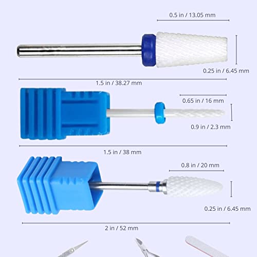 קרמיקה נייל מקדחי סט-3 ב 1 מחודד, קטן להבה, לפיד צילינדר למעלה קצת-עבור בית & מגבר; מקצועי מניקור שימוש-שניהם
