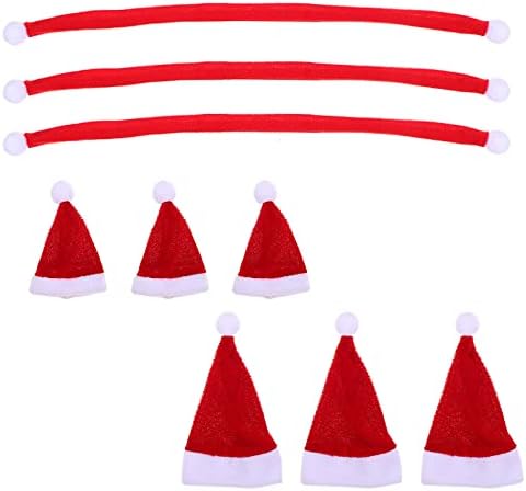 בגד גוף 1 סט של חג המולד לחיות מחמד בובת דקור מיני כובע צעיף יין בקבוק חג המולד כובע צעיף אדום חג המולד