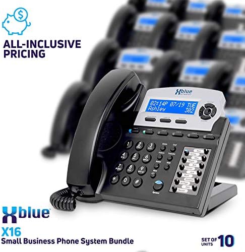 Xblue x16 צרור מערכת טלפון עסקית קטנה עם טלפונים - קיבולת קו וטלפון חיצוניים - כולל דיילת אוטומטית,