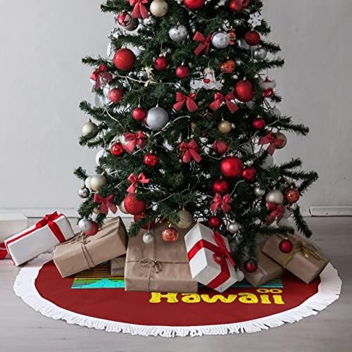 רטרו וינטג 'משנות ה -80 עץ חג המולד מחצלת עץ חצאית עץ עץ עץ עם גדילים למסיבת חג חג המולד קישוט 48 x48