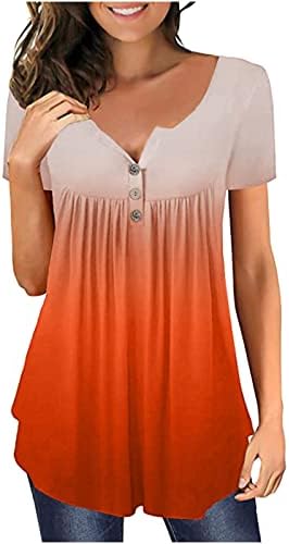 נשים קיץ שיפוע טוניקת חולצות עבור חותלות צווארון כפתור קצר שרוול חולצה מעוקל מכפלת מקרית חולצות
