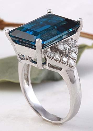 תכסיס פיילין ענק נשים כחול ספיר חן 925 כסף חתונת אירוסין טבעת גודל 6-10