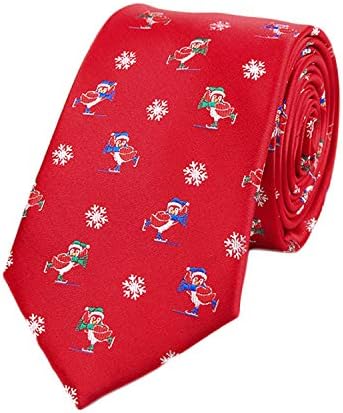 Andongnywell קשרי חג מולד גברים קלאסיים עניבת משי ארוגה קשורה בצוואר