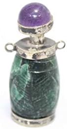אבני חן של רג'סטאן עתיקות בקבוק בושם של גרין ג'ייד 925 כובע אבן אמטיסט אבן 2425 כובע 24
