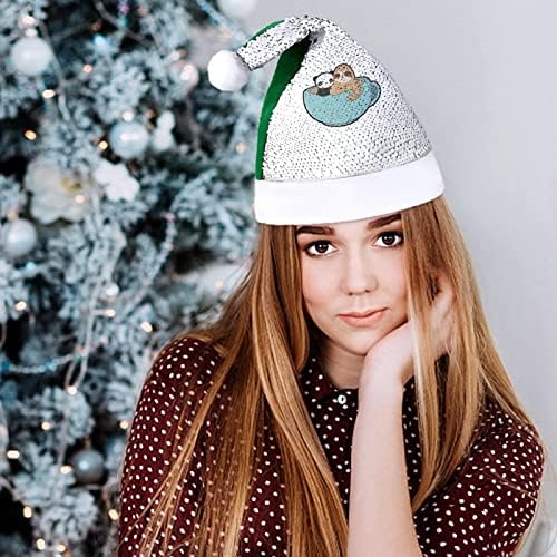 פנדה ועצלן פאייטים חג המולד כובעי סנטה חג המולד כובע למבוגרים שמח חג המולד המפלגה תלבושות בני כובע