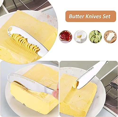 חמאת סכין מפזר ומסלסל גבינת סכין,מתכת חמאת מפזר סכין עבור קר חמאה * 3 ב 1 רב-פונקציה 6 חבילה נירוסטה