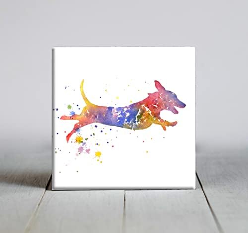 מופשט תחש כלב ריצה בצבעי מים אמנות דקורטיבי אריח