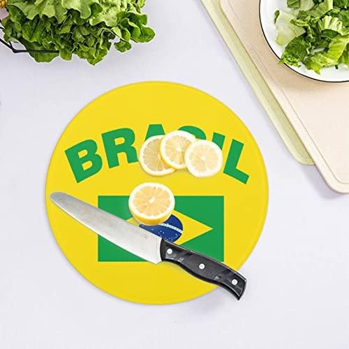 דגל של ברזיל זכוכית חיתוך לוחות עגול קרש חיתוך אישית מותאם אישית לחתוך מחצלות למטבח קל נקי