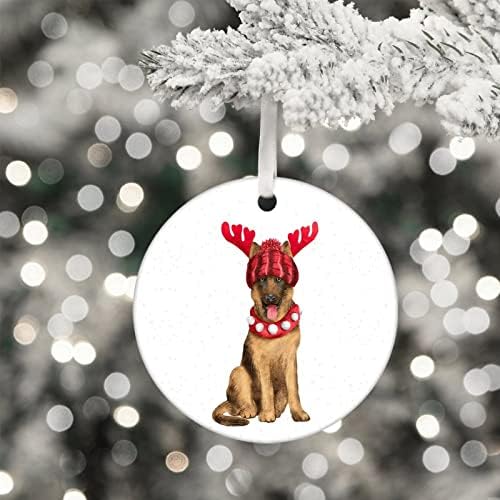 כלב עם קרניים קישוטי עץ חג המולד, החג שמח כלב קרמיקה קישוט, חיות מחמד עם קרניים קישוט, חיות מחמד עם