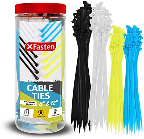 Xfasten Strong Zip Cable קשרי חובה כבדה, מגוון עניבת כבלים בגודל 8 ו -12 אינץ
