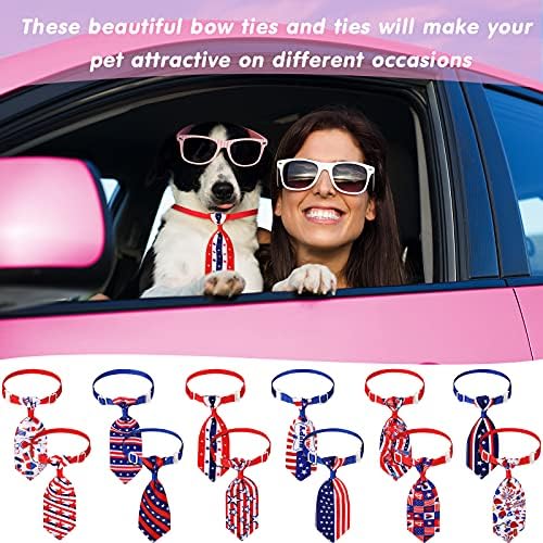 12 חתיכות עצמאות יום לחיות מחמד עניבות מתכוונן פטריוטי כלב עניבת 4 יולי חתול עניבות אמריקאי