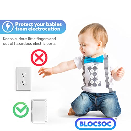 כיסוי לשקע של Blocsoc - 3 חבילות - להוכחת תינוקות ובטיחות ילדים - ללא סכנה חנק - התקנה קלה